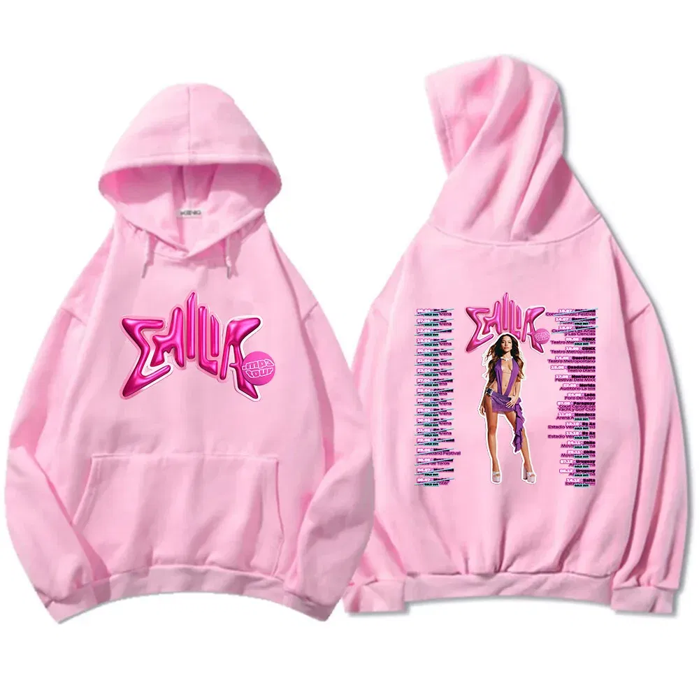 Color: Beige, Size: L - Emilia Mernes MP3 Hoodies Winter Long Sleeve Hooded Pullovers Men Clothes Fleece Pocket Singer Graphic Sweatshirts Print Hoody