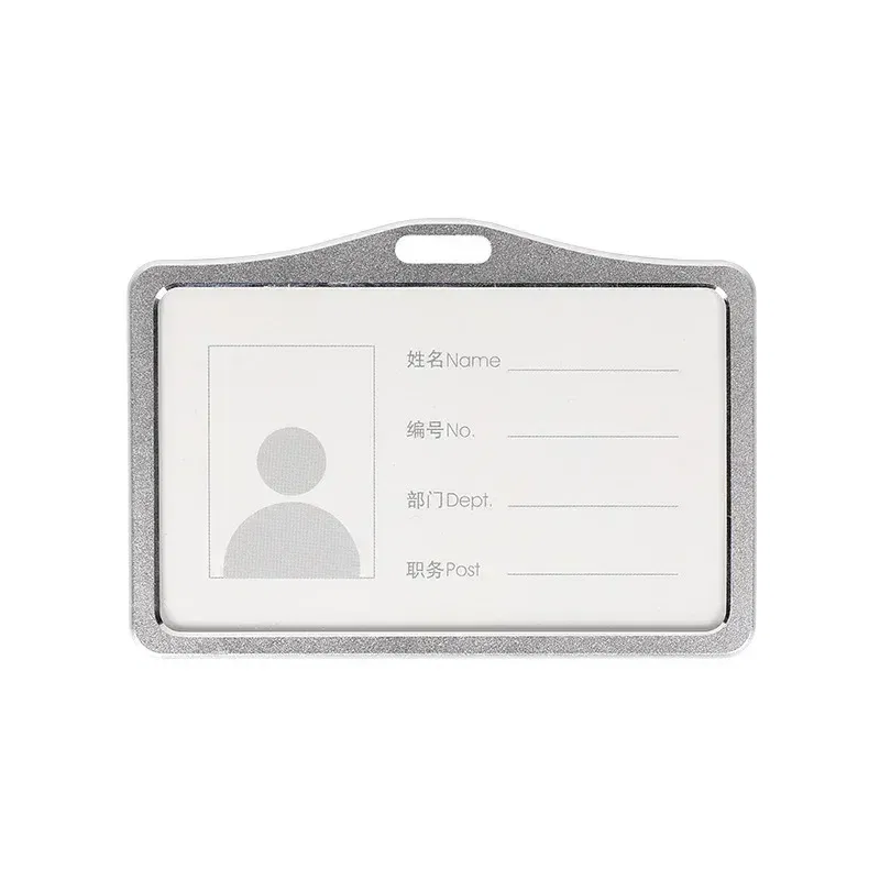 Color: Ivory - Aluminum Alloy Card Cover Case Women Men Work Name Bank ID Card Holders Business Badge Case Credit Card Badge Case Bag Pouch