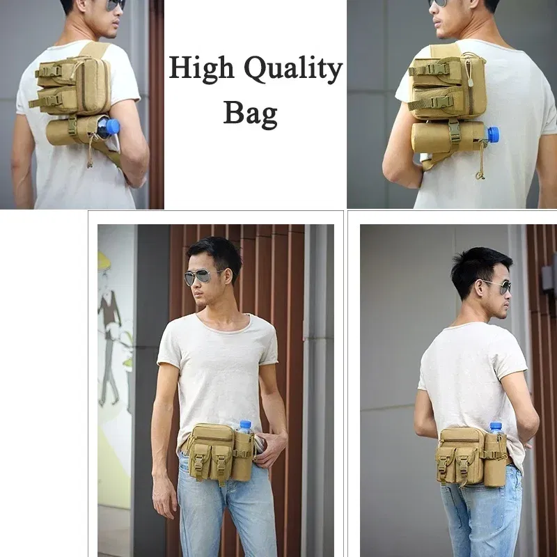 Color: Blue - Men's Tactical Casual Fanny Waterproof Pouch Waist Bag Packs Outdoor Military Bag