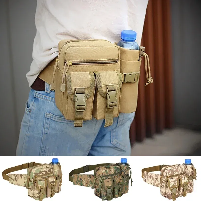 Color: Blue - Men's Tactical Casual Fanny Waterproof Pouch Waist Bag Packs Outdoor Military Bag