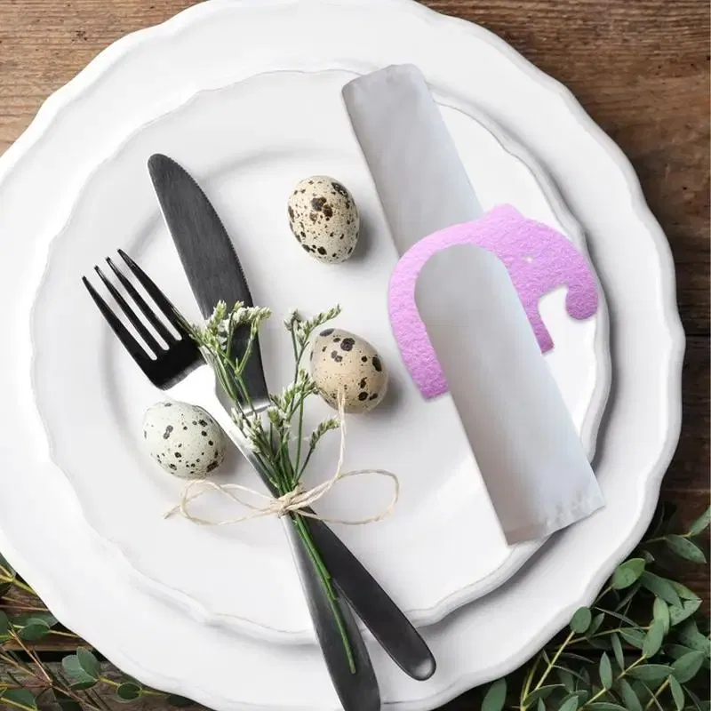 Ships From: CHINA, Color: WHITE - Serviette Ring 4pcs Nonwoven Animal Shape Napkin Ring Holder Spring Party Ornaments For Gatherings Buffets Banquet Picnics