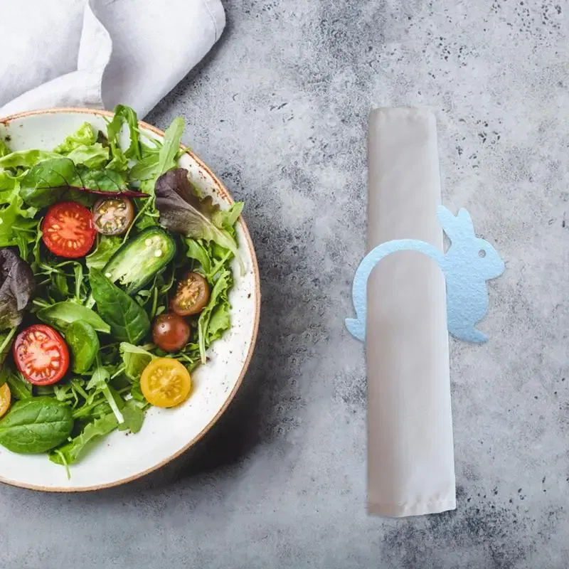 Ships From: CHINA, Color: WHITE - Serviette Ring 4pcs Nonwoven Animal Shape Napkin Ring Holder Spring Party Ornaments For Gatherings Buffets Banquet Picnics