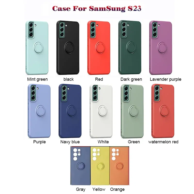 Color: Beige, Ships From: CHINA, Material: Vinyl - With Ring Holder Phone Case For Samsung Galaxy S24 Ultra S23 S22 S21 Plus A13 A52 A53 A54 TPU Soft Back Cover