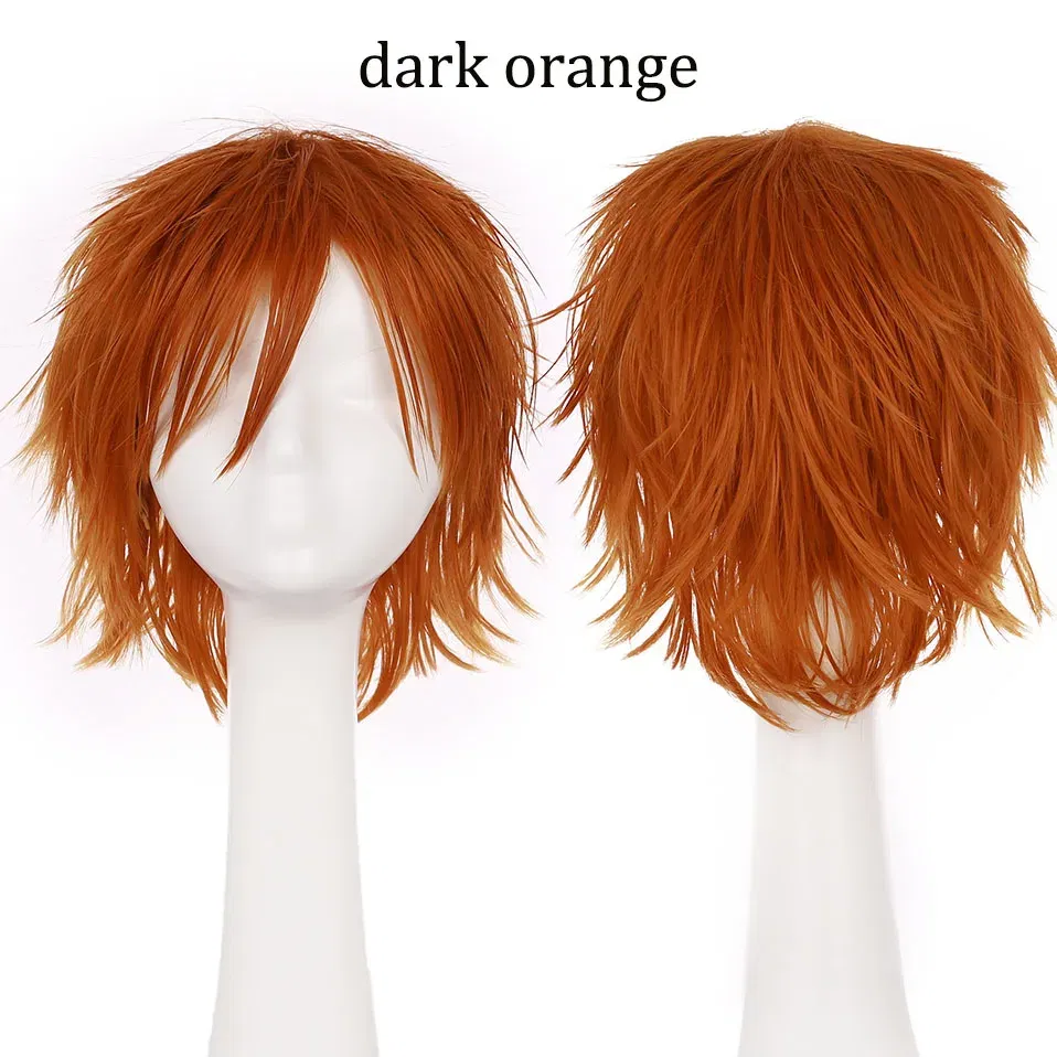 Color: T1B/613, Ships From: CHINA, Stretched Length: 8inches - S-noilite Synthetic Short Wig Blue Brown Black Women Men Cosplay Costume Party Head Wigs Hair