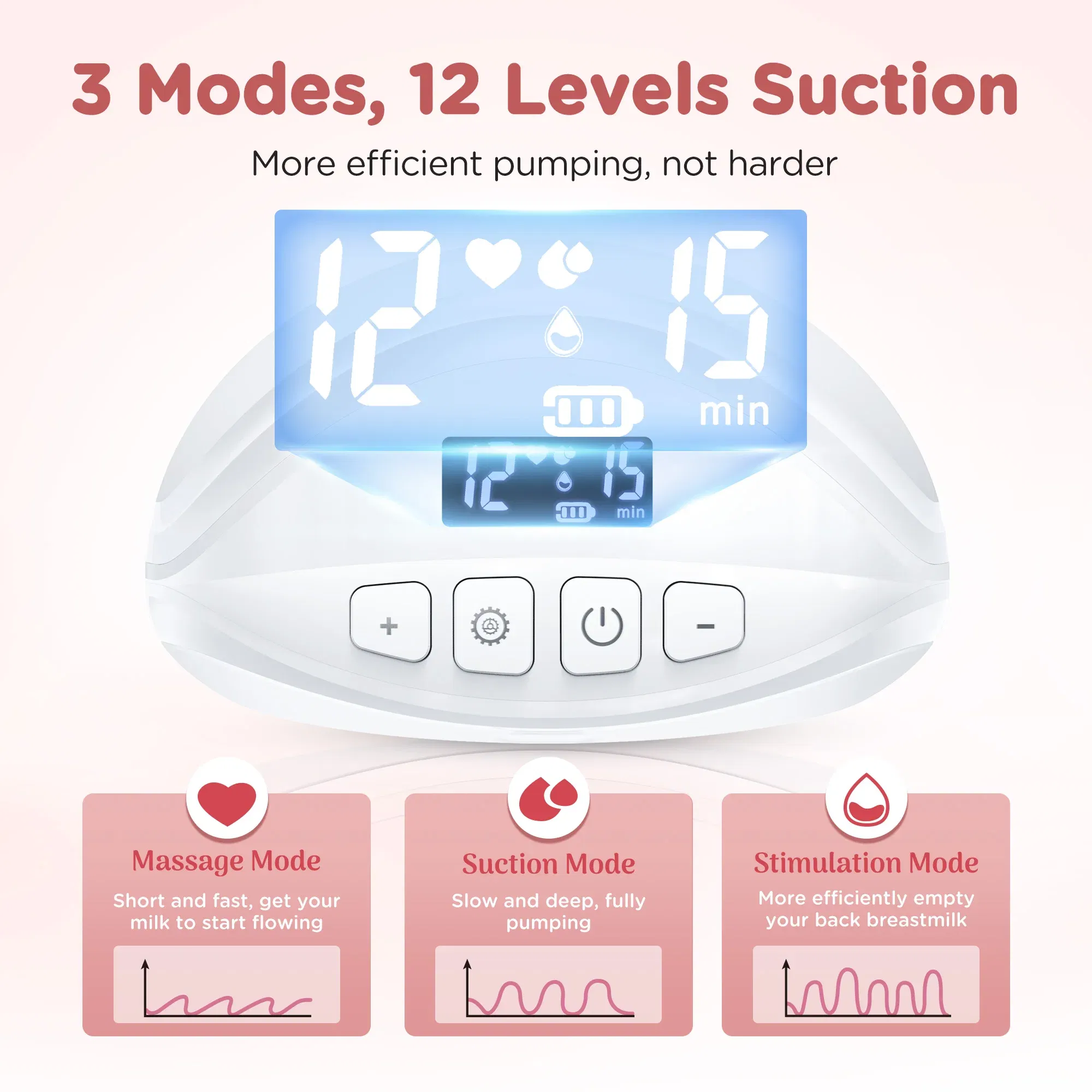 Color: black - Hands Free Breast Pump Electric Wearable Breast Pump 3 Modes & 12 Levels Portable Wireless Breast Pump Low Noise Breastfeeding