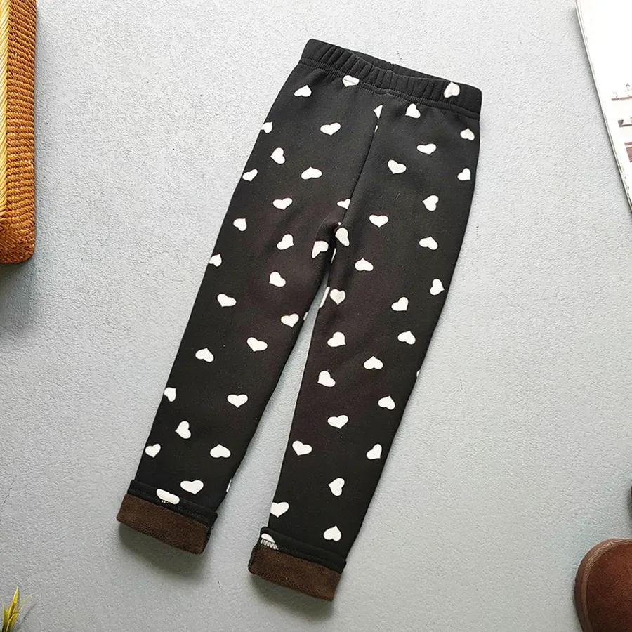 Color: GRAY, Kid Size: 4T - Autumn Winter Print Flowers Thick Warm Kids Toddler Baby Girls Leggings Children's Pants