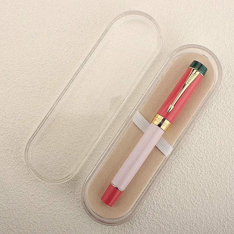 Color: Clear, Nib Size: M - JINHAO 100 Centennial Fountain Pen Resin Gold Clip Nib EF F M Students Pens Business Stationery School Office Supplies PK 9019