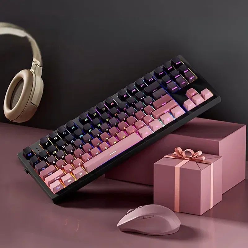 Color: Beige - Gradient Keycaps Side Printed Shine Through PBT Double Shot OEM Profile for MX Switches Gaming Keyboard 130+key caps