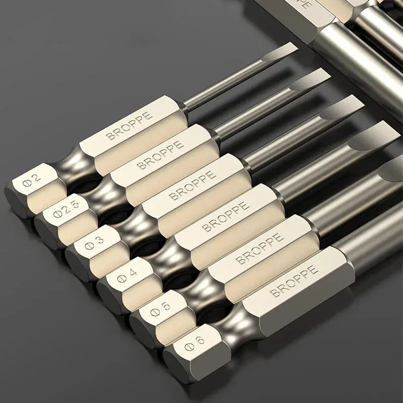 Color: Mixed Color - Flat Head Screwdriver Bit Set Magnetic Tip Slotted Screwdriver Electric Driver Tool S2 Steel 1/4 Inch Shank Quick Change