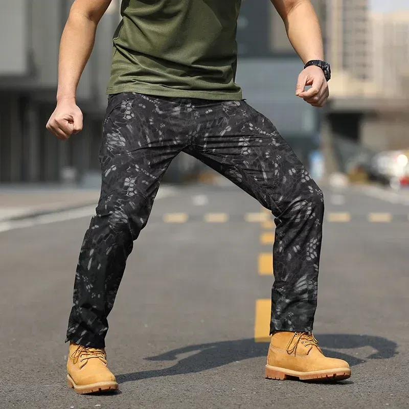 Color: Clear, Size: 5XL - Archon X9 Tactical Pants Slim Fit Waterproof Camouflage Training Pants Spring Autumn Breathable Waterproof Overalls Loose Wear