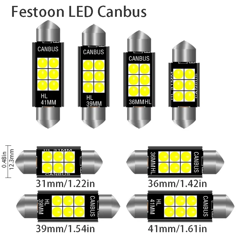 Emitting Color: WHITE, Color Temperature: 5000K - 1pcs 3030 Festoon 31mm 36mm 39mm 41/42mm C5W Led Bulb CANBUS C10W Dome Reading Lamp Car Beleuchtung Interior License Plate Light