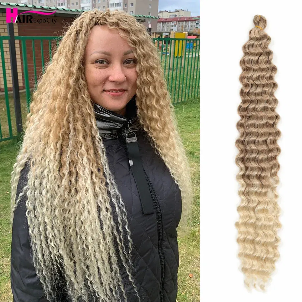 Color: 27/613, Ships From: CN, Stretched Length: 22inches, Bulk Buy: 1Pcs/Lot - 22-28 Inch Freetress Deep Twist Crochet Hair Natural Synthetic Braids Hair Ombre Crochet Braiding Hair Extensions Hair Expo City