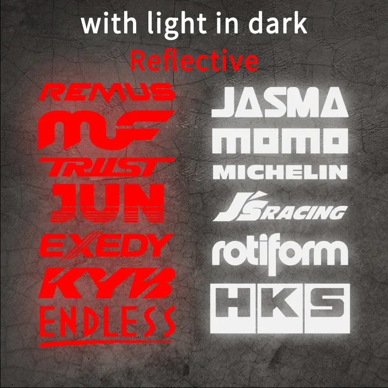 Color: Silver - 15CM Motorcycle stickers Random 15pcs Racing Sponsor Set Cool Reflective Car Vinyl Decal for JDM EDM Race Turbo Drift - 61Styles