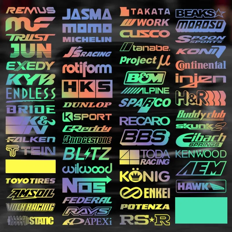 Color: Silver - 15CM Motorcycle stickers Random 15pcs Racing Sponsor Set Cool Reflective Car Vinyl Decal for JDM EDM Race Turbo Drift - 61Styles