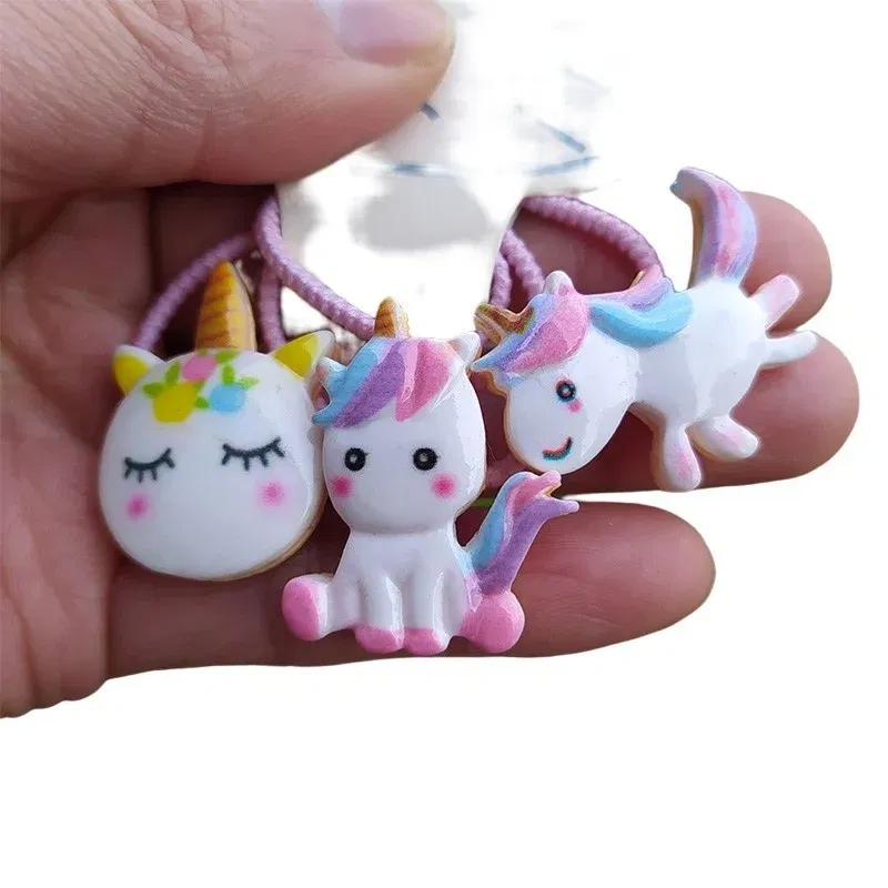 Color: DEEP BLUE - 3PCS New Cute Cartoon Rainbows Princess Headwear Kids Elastic Hair Bands Children Tie Girls Accessories Baby Headdress