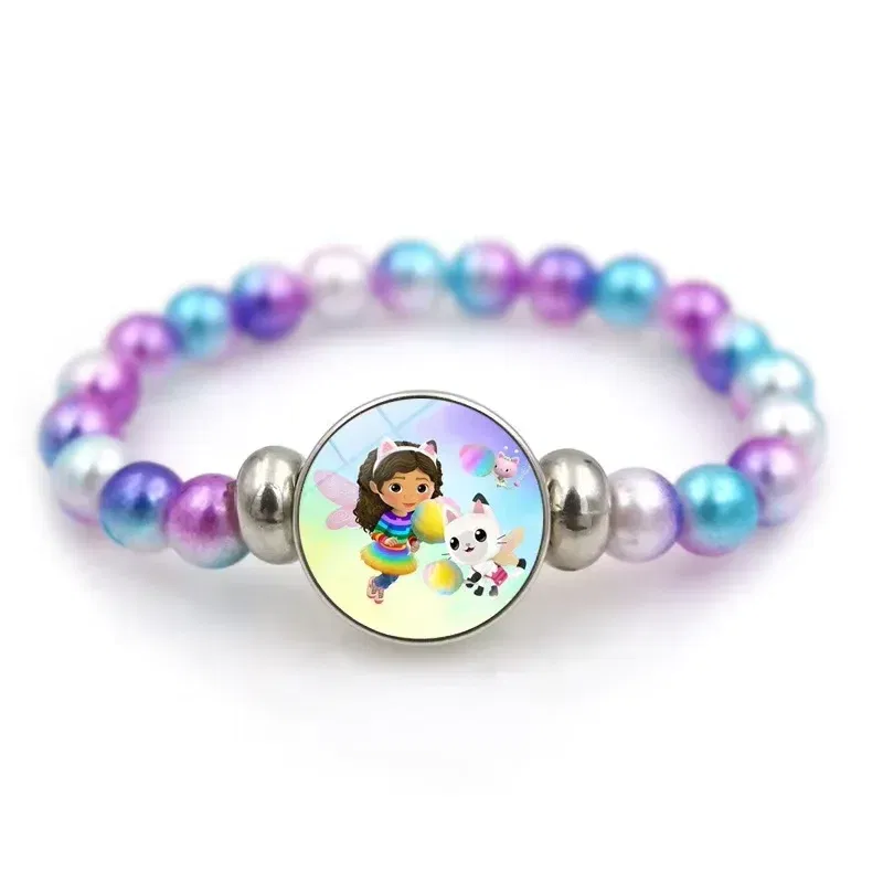Color: PURPLE, Size: 40cm - Gabby Dollhouse Bracelet Fashion Beaded Wristband Cartoon Anime Jewelry Accessories Kids Girls Boys Birthday Baby Shower Gift