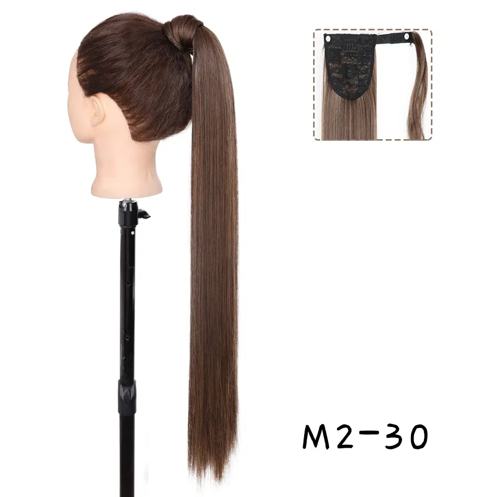 Color: 4/30HL, Stretched Length: 34inches - AZQUEEN Straight Synthetic Hairpiece With Ponytail 85cm Super Long Wrap Around Clip In Hair Extensions Pony Tail For Daily Wear
