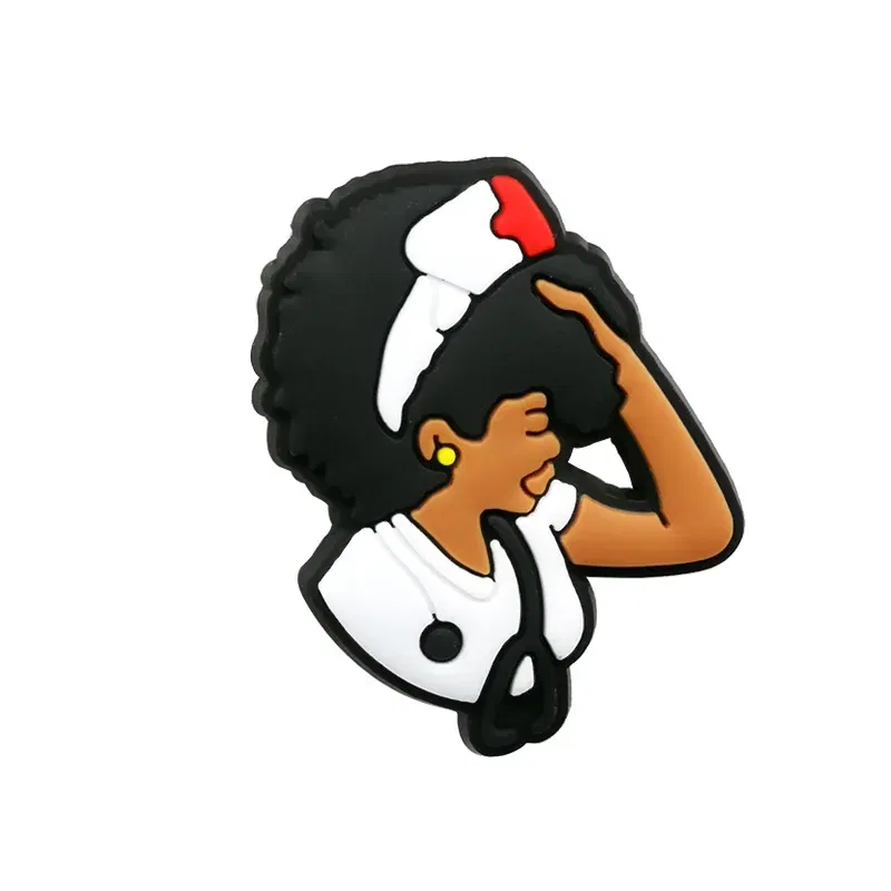 Color: WHITE - 1pcs Medical Clog Accessories Stethoscope Syringe Gibit Shoe Charm Clog Pins Teeth Uterus Nurse Clips Jeans Girl Women Gift