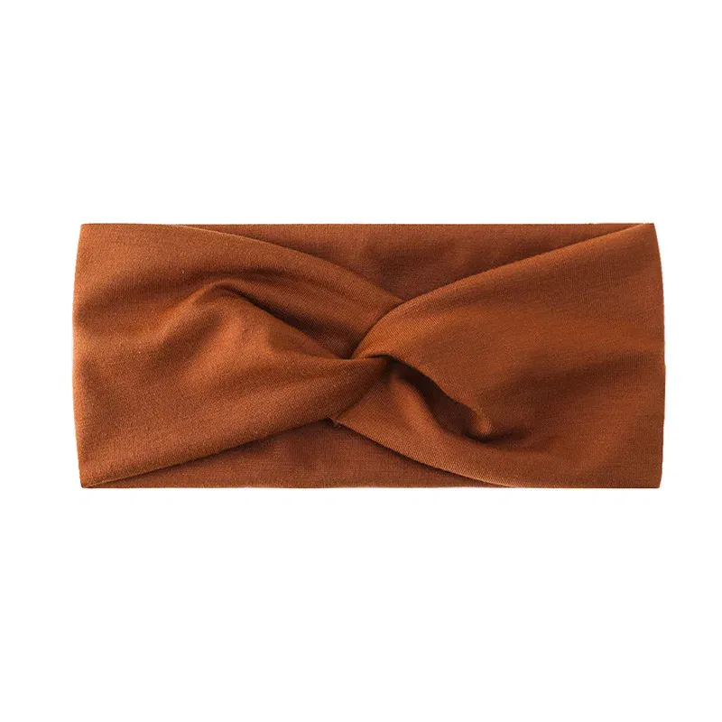 Color: Chocolate, Ships From: CHINA - Pilates Elastic Hair Bands Yoga Headband Running Cycling Sweatband Turban Makeup Hair Hoop Makeup Headwrap Women
