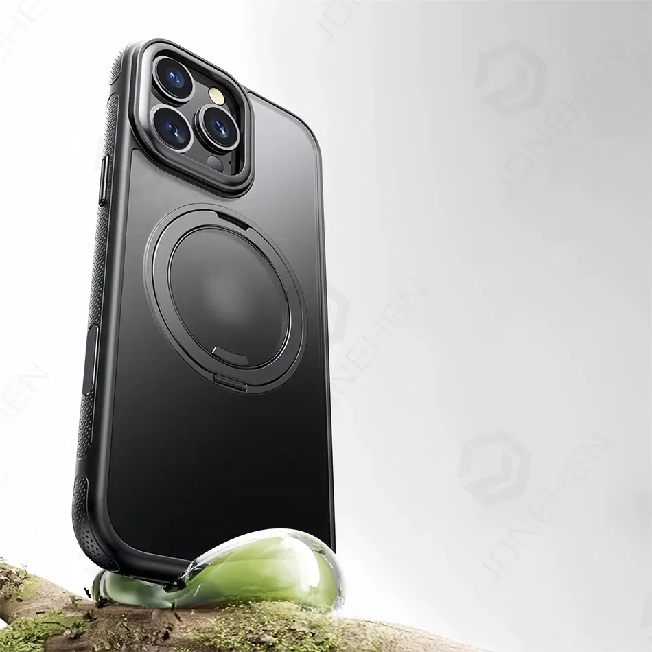 Color: Beige, Material: PP - 360?° Rotation Ring Stand Magnetic Case For iPhone 13 14 15 16 17 Pro Max 16E Matte Military Shockproof Armor Cover For Magsafe