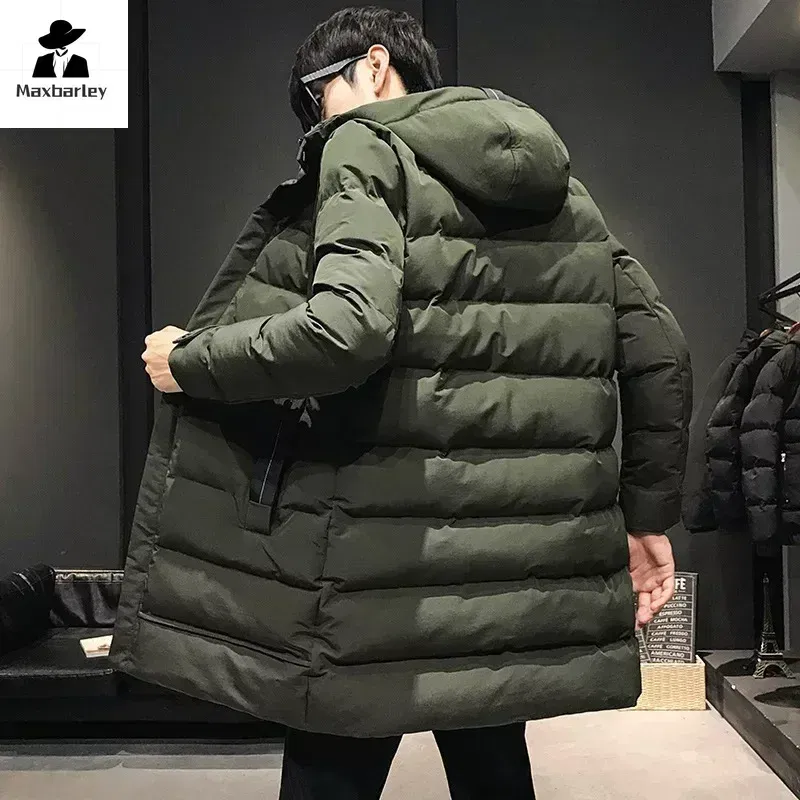 Color: Beige, Size: XXXL - Men Long Down Jackets Winter Coats Chaquetas Hooded Casual Winter Parkas High Quality Male Green Warm Parkas Coats Size 8XL