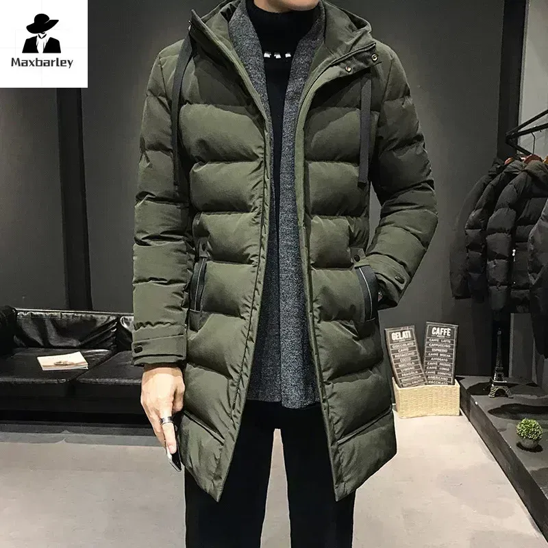 Color: Beige, Size: XXXL - Men Long Down Jackets Winter Coats Chaquetas Hooded Casual Winter Parkas High Quality Male Green Warm Parkas Coats Size 8XL
