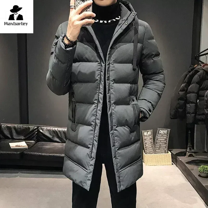 Color: Beige, Size: XXXL - Men Long Down Jackets Winter Coats Chaquetas Hooded Casual Winter Parkas High Quality Male Green Warm Parkas Coats Size 8XL