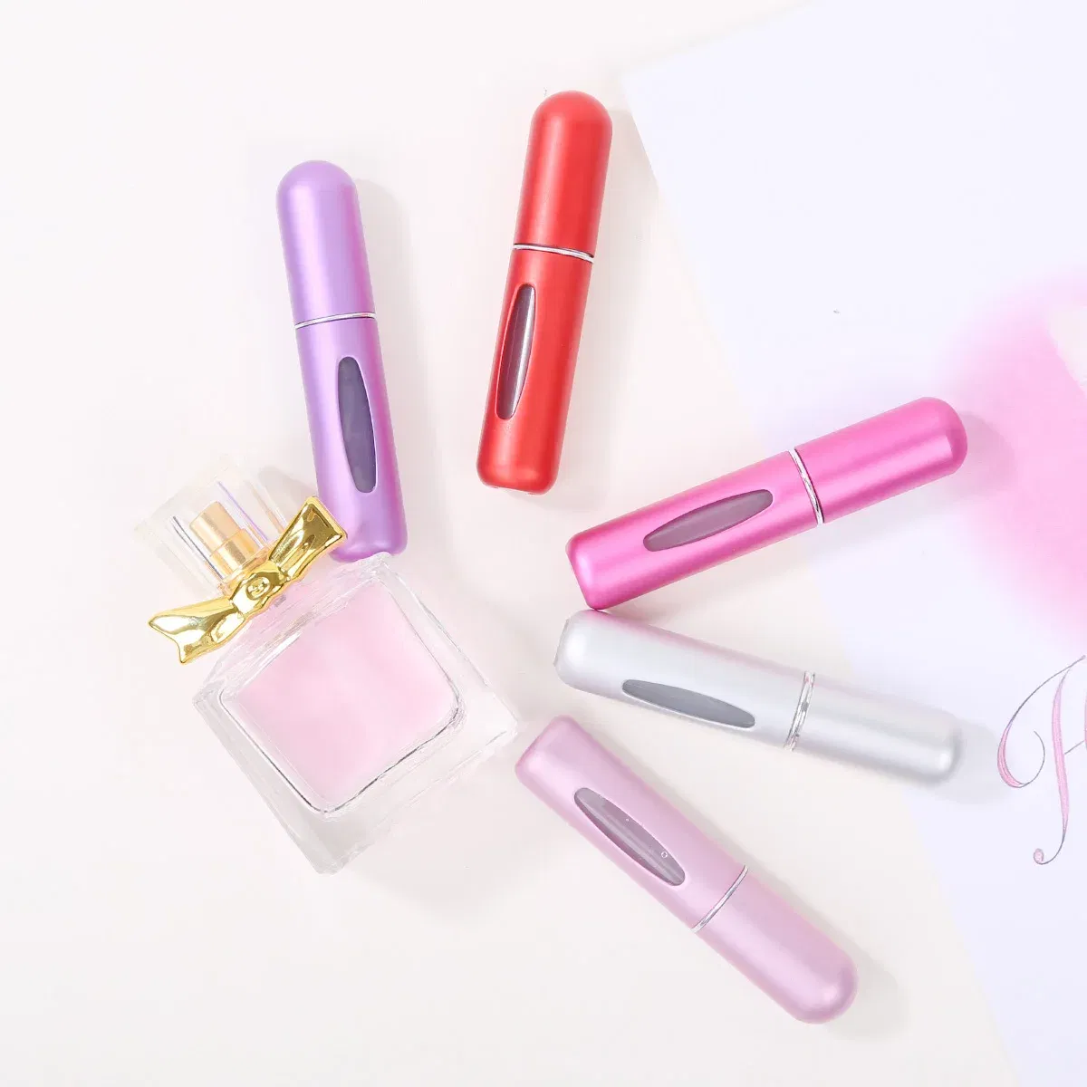 Color: Ivory - 5ml Perfume Refill Bottle Portable Mini Refillable Spray Jar Scent Pump Empty Cosmetic Containers Atomizer for Travel Tool Hot