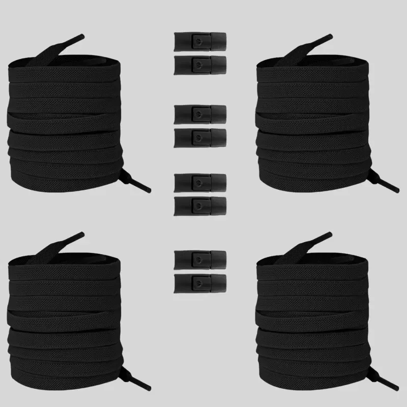 Color: Khaki - 2/4/10pairs Without Ties Elastic Laces No Tie Shoe Laces Press Lock Shoelaces Sneaker Kids Adult 8MM Widened Flat Shoelace