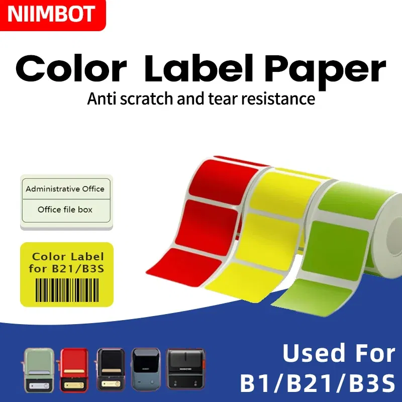 Color: light yellow - NIIMBOT B21/B203/B3S label machine printing paper color label waterproof, oil resistant, tear resistant label