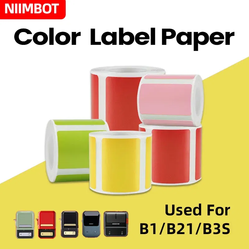 Color: light yellow - NIIMBOT B21/B203/B3S label machine printing paper color label waterproof, oil resistant, tear resistant label