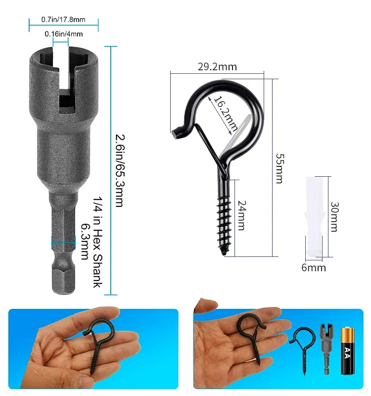 Color: Orange - 12/20PCS Q-Hanger Screw Black Hooks Ceiling Hooks with Safety Buckle for Plant and Christmas Outdoor String Lights Hooks