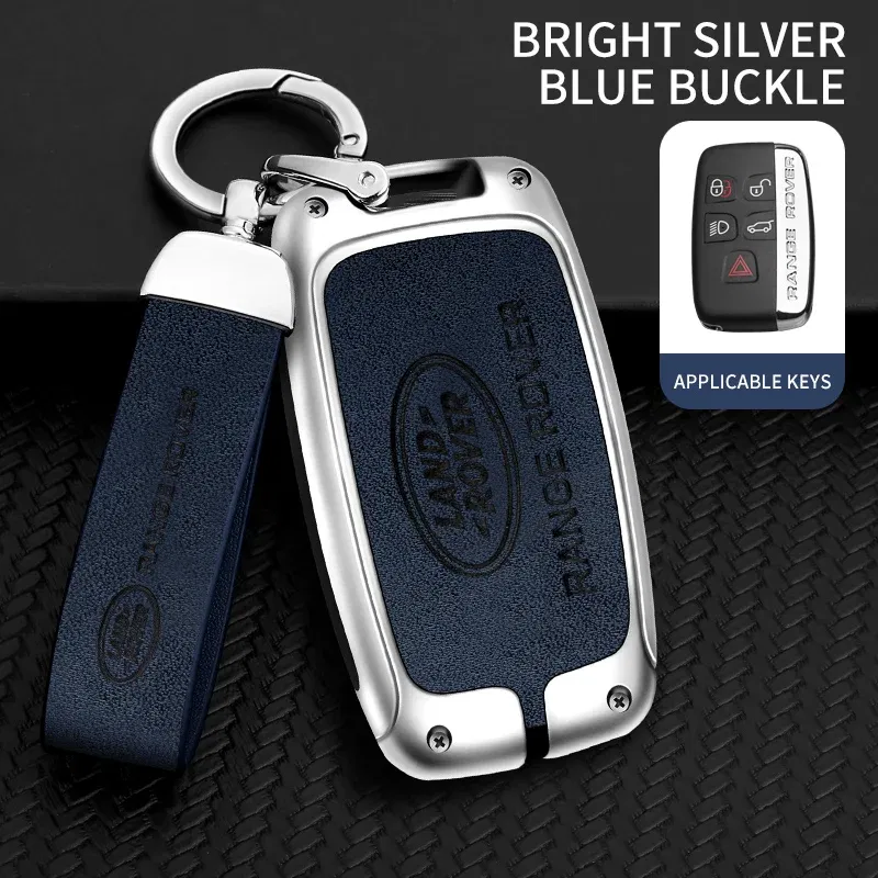 Color Name: Yellow - Car Zine Alloy Key Case For Land Rover Range Rover Discovery Evoque Velar Freelander Defender  Key Chain Shell Car Metal key Bag