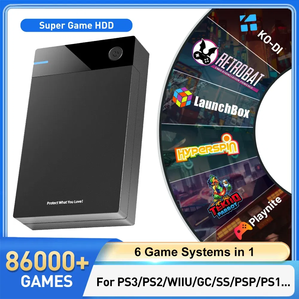 Color: Yellow, Ships From: CHINA - New! 12TB Gaming HDD with Hyperspin Launchbox Retrobat Playnite with 86000+ Retro Video Games Super Console for