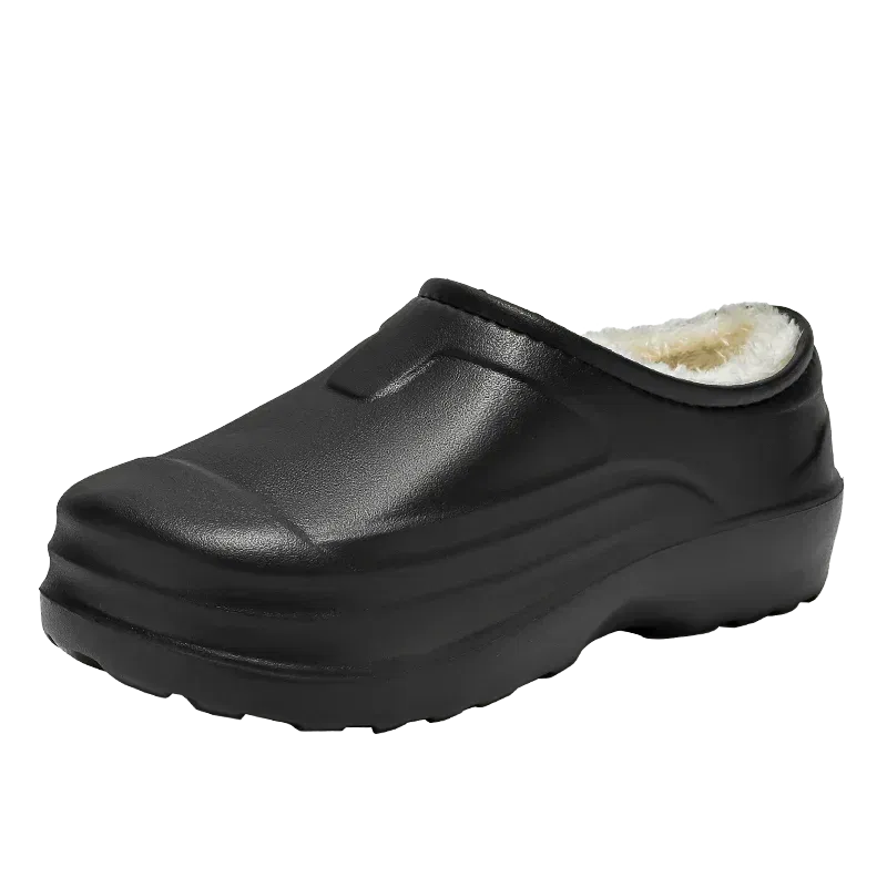 Color: black, Shoe Size: 44 - Eva Men's Chef Slippers Winter Slipper for Men Home Cotton Shoes Water Proof Anti-slip Keep Warm Height-increasing New Arrival