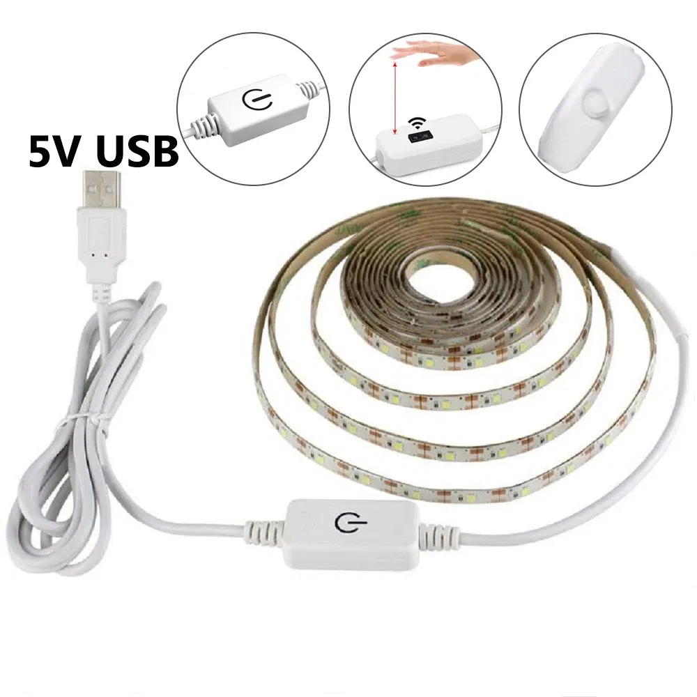 Emitting Color: Blue, Color: Pink, Wattage: 0-5W, Length: 4 m - 5V USB LED Strip With Hand Sweep Sensor/Touch Dimmer/ON OFF Switch 1M 5M Light Tape Decoration Ribbon for Kitchen Room Backlight