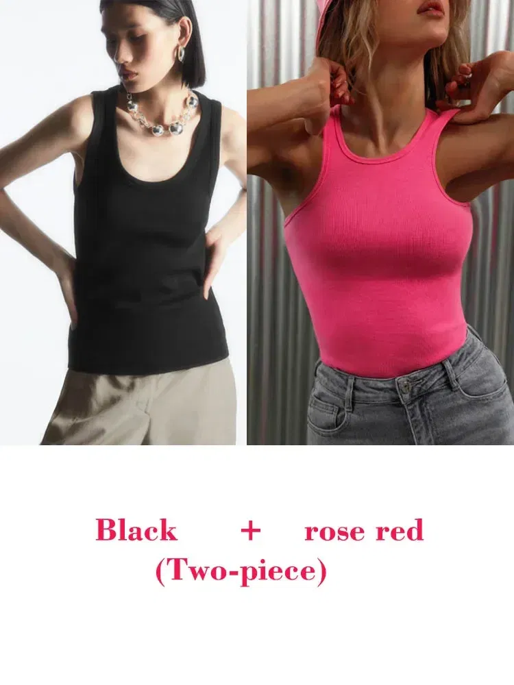 Color: Light Grey, Size: M - Women's Tees Sleeveless 100% Cotton Tops Summer O Neck Tanks & Camis Vest Slim Solid Sexy Crop Tops for Women Fashion
