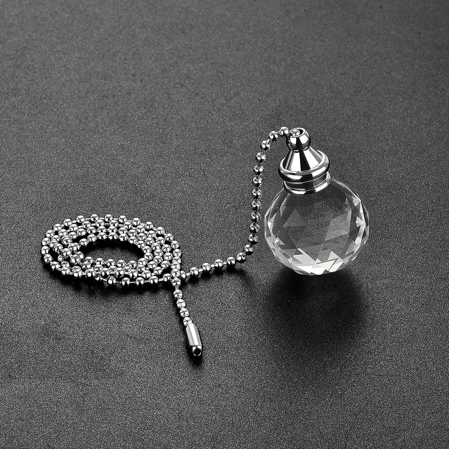 Color: Bronze, Ships From: CHINA - Ceiling Fan Pull Chain, 20 Inch Nickel Finish Chain Ornament Extension, 30mm Red Crystal Ball Pendant 2Pcs