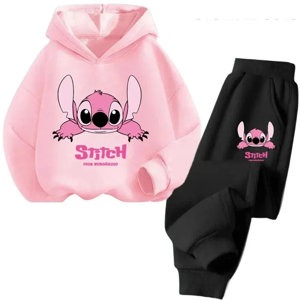 Color: GRAY, Kid Size: 4 - Children Hoodies Stitch Kawaii Fashion Pullover Sweatshirt Anime Trucksuit Manga Cartoons Girls Boy Kids Autumn Casual Clothes