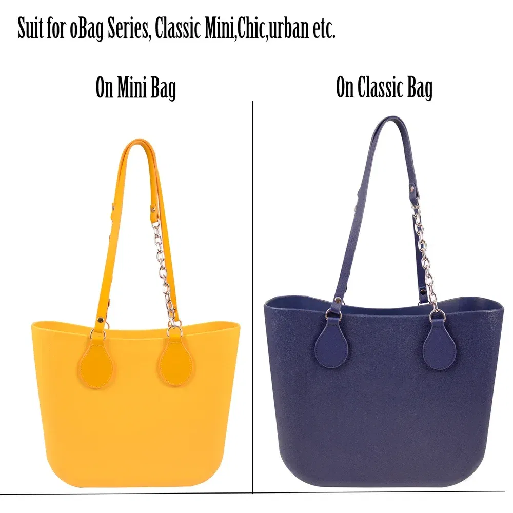 Color: WHITE, Ships From: CHINA - Tanqu New Arrival Long Edge Painting Handles Faux Leather Flat PU Belt and Drops with Thicken Shiny Chain for OBag for EVA O Bag