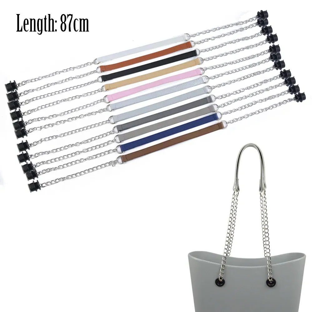 Ships From: CHINA, Color: Bronze - New Tanqu 1 Pair Silver Long Thick Single Chain with OT metal buckle Black screws for Obag O bag Handles for Women Bag Handbags