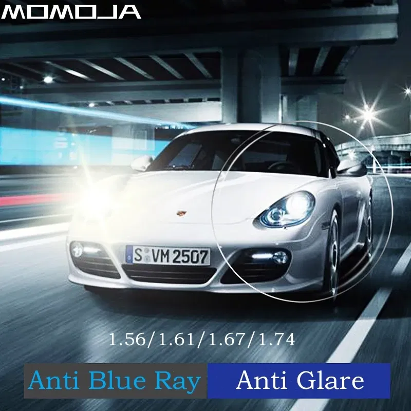 Lenses Color: Blue, Lens Index: 1.61 - MOMOJA 1.56/1.61/1.67/1.74 Anti-blue Light Anti-glare Anti-scratch Computer Driving Myopia Hyperopia Astigmatism Optical Lenses