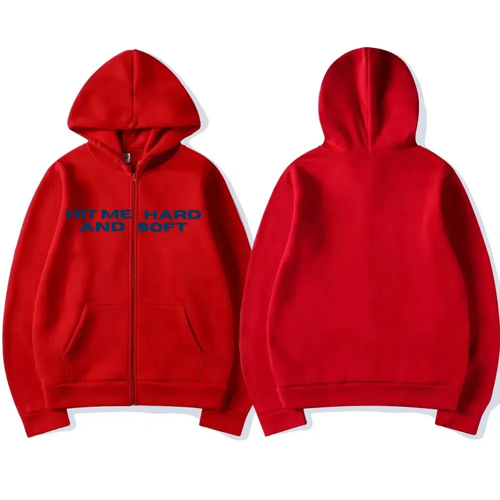 Color: Ivory, Size: XXL - Hit Me Hard and Soft 2025 Tour Zipper Hoodies Men Women Harajuku Pullovers Fashion Hip Hop Zip Up Sweatshirts Jackets Fans Gift