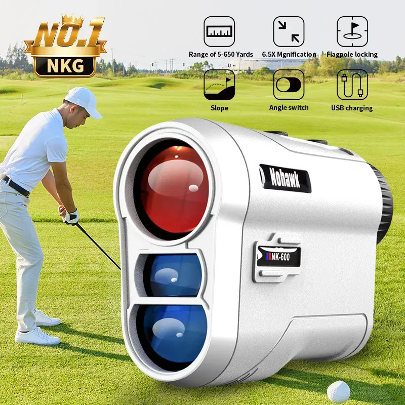 Color: Fuchsia - NOHAWK Golf Laser Rangefinder USB Rechargeable with Slope Compensation For Golfer Range Finder Hunting Monocular