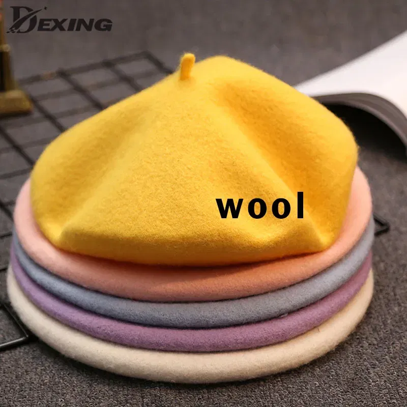 Color: Orange, Hat Size: One Size - Wool Thick  Berets Artist French Beret Women Painter Hat Girls Female Warm  Walking Cap