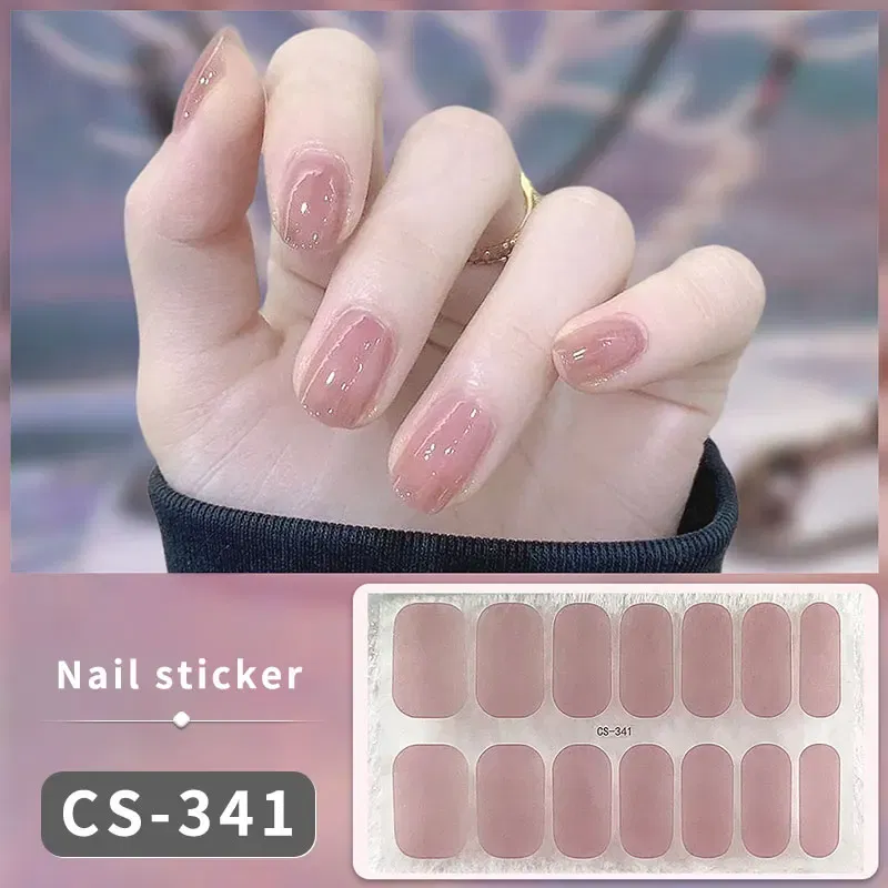 Color: Dark Khaki - DIY Gel Nail Stickers Cured-free Long-Lasting Solid Color Nail Strips Patch Slider Sticker Full Cover Decal Nail Manicure Patch