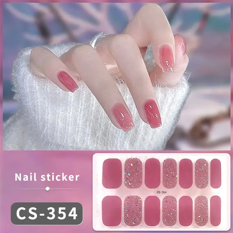 Color: Dark Khaki - DIY Gel Nail Stickers Cured-free Long-Lasting Solid Color Nail Strips Patch Slider Sticker Full Cover Decal Nail Manicure Patch