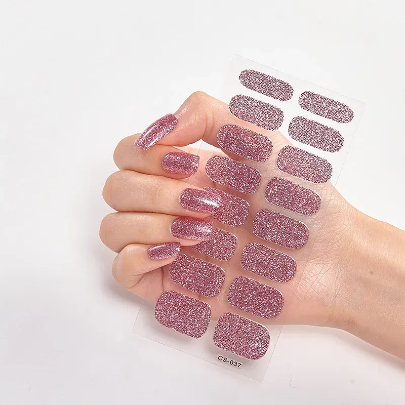 Color: Greyish Brown - Nail Sticker Shiny Design Full Beauty Stickers for Nails Decals Plain Stickers Women Salon Nail Art