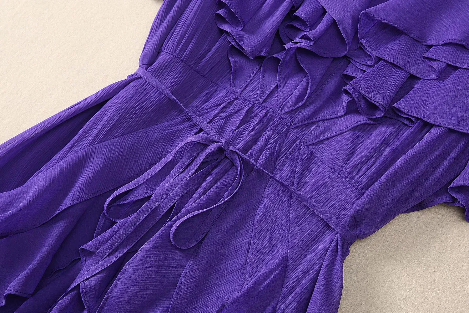 Color: Blue, Size: M, Ships From: CHINA - SEQINYY Elegant Midi Dress Summer Spring New Fashion Design Women Runway Short Sleeve Ruffles Cascading High Street Casual