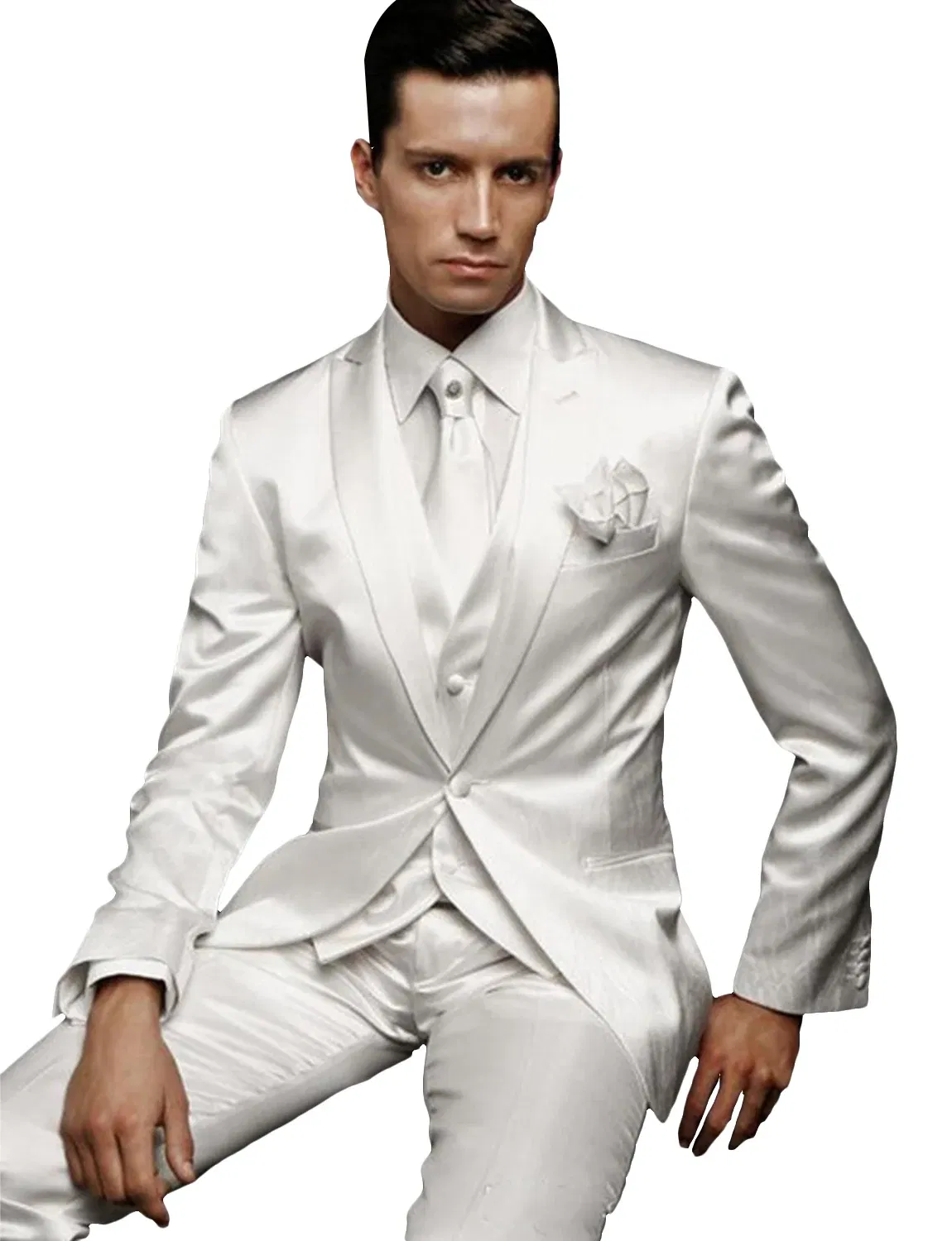 Color: black, Size: 6XL - Men's 3 Piece Suit One Button Tailored Fit Wedding Jacket Tux Vest & Trousers